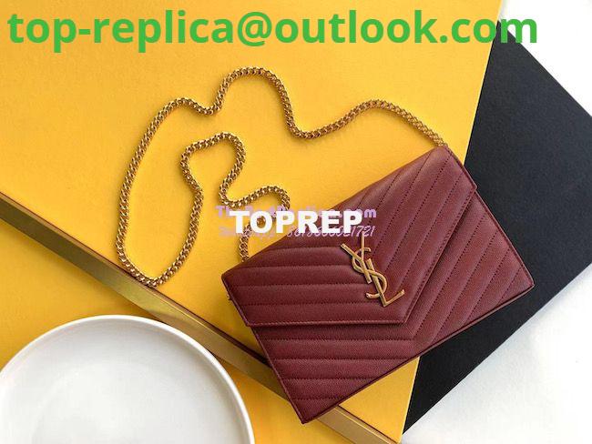 Replica YSL Saint Laurent Monogram Chain Wallet Grain De Poudre Textured Matelasse Leather Wine 2 Replica YSL Saint Laurent Monogram Chain Wallet Grain De Poudre Textured Matelasse Leather Wine 2