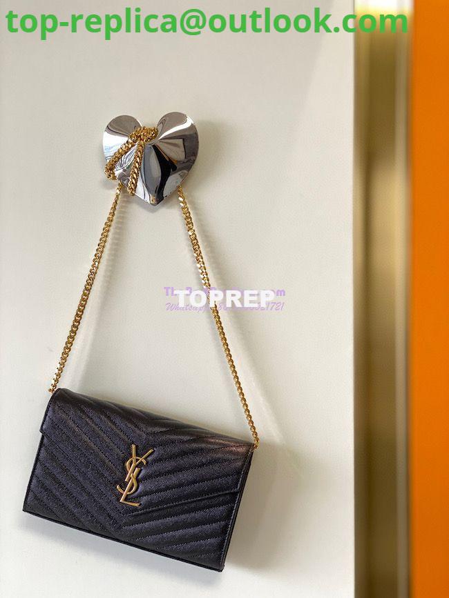 Replica YSL Saint Laurent Monogram Chain Wallet Grain De Poudre Textured Matelasse Leather Black Replica YSL Saint Laurent Monogram Chain Wallet Grain De Poudre Textured Matelasse Leather Black