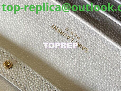 Replica YSL Saint Laurent Monogram Chain Wallet Grain De Poudre Textured Matelasse Leather White 8