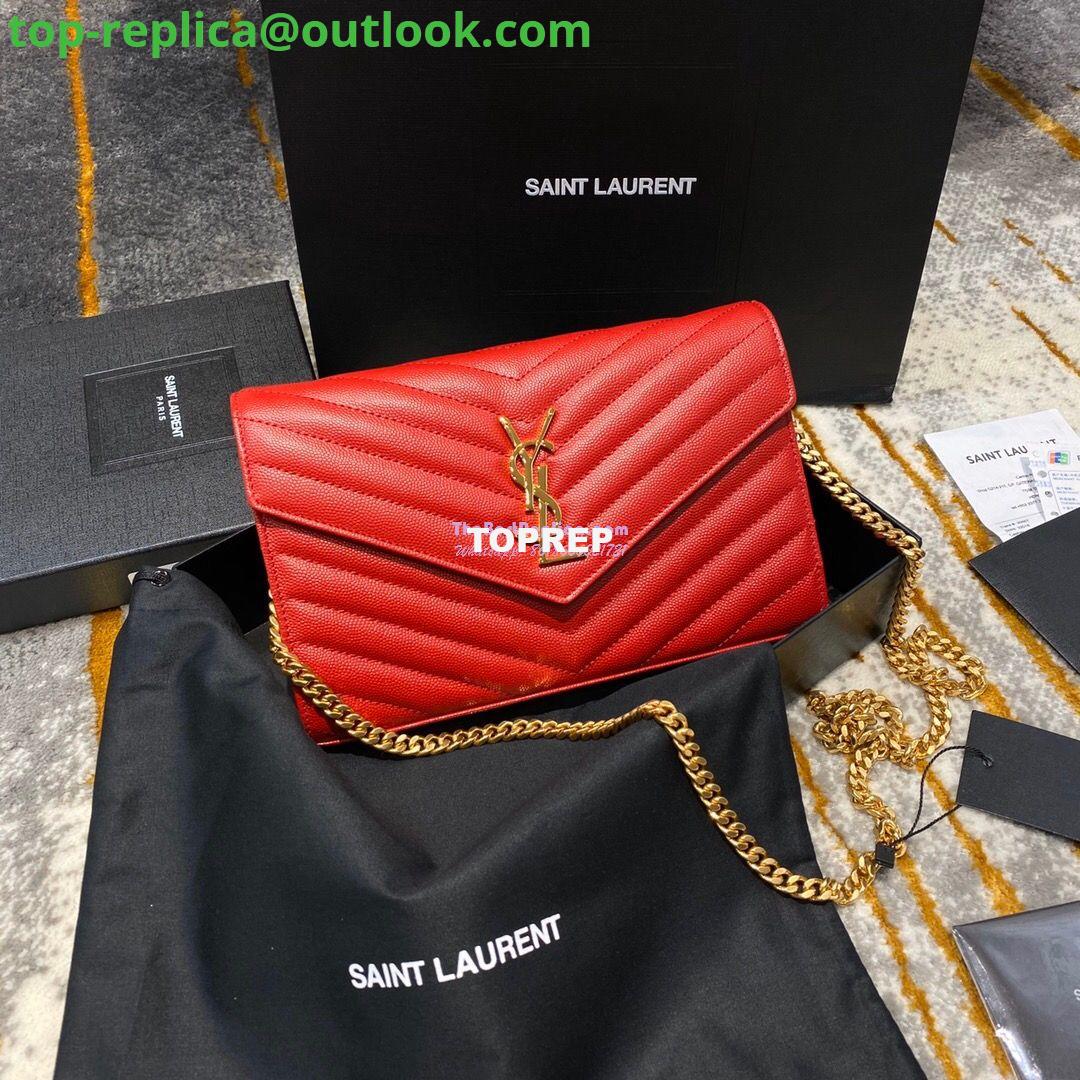 Replica YSL Saint Laurent Monogram Chain Wallet Grain De Poudre Textured Matelasse Leather Red Replica YSL Saint Laurent Monogram Chain Wallet Grain De Poudre Textured Matelasse Leather Red
