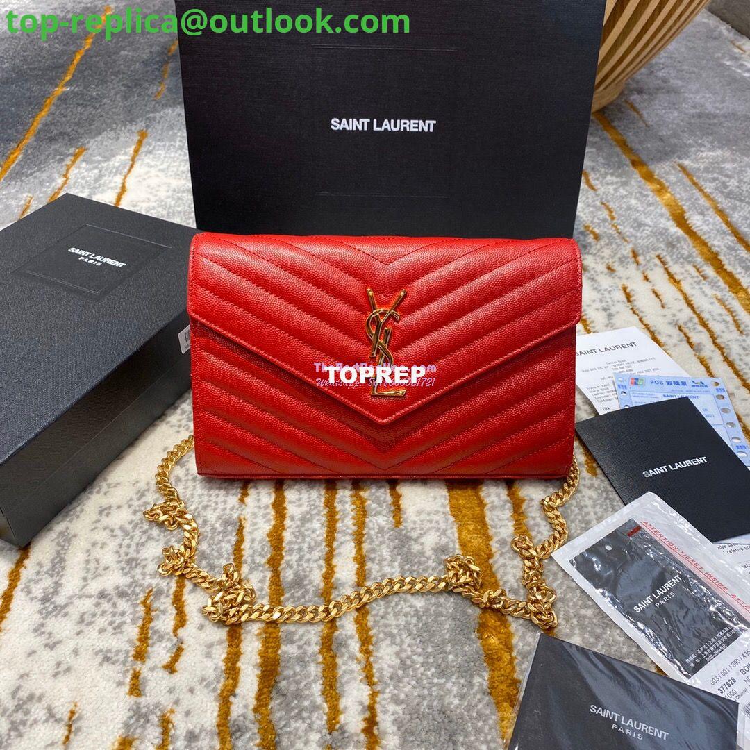 Replica YSL Saint Laurent Monogram Chain Wallet Grain De Poudre Textured Matelasse Leather Red 3 Replica YSL Saint Laurent Monogram Chain Wallet Grain De Poudre Textured Matelasse Leather Red 3