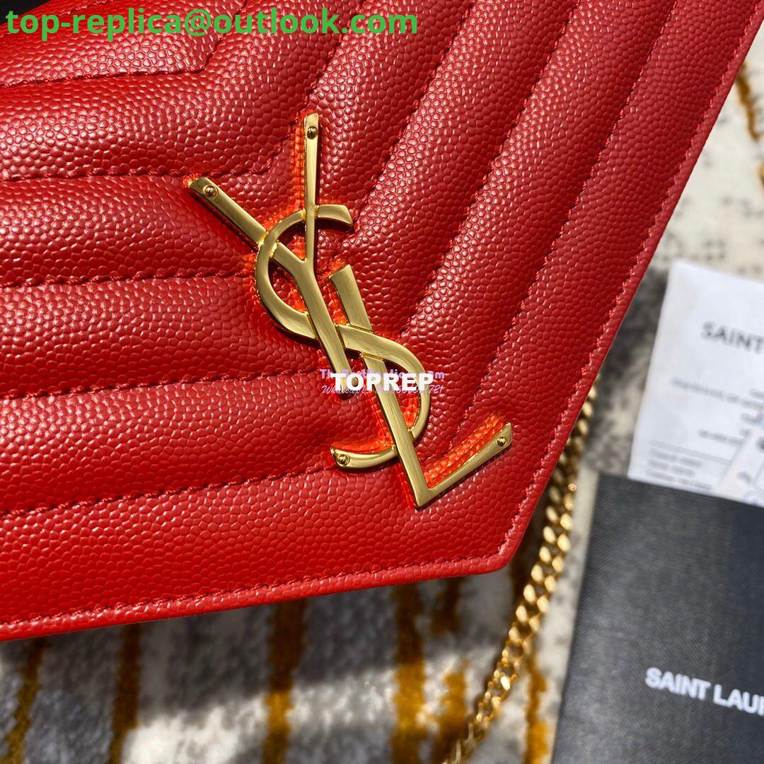 Replica YSL Saint Laurent Monogram Chain Wallet Grain De Poudre Textured Matelasse Leather Red 7 Replica YSL Saint Laurent Monogram Chain Wallet Grain De Poudre Textured Matelasse Leather Red 7