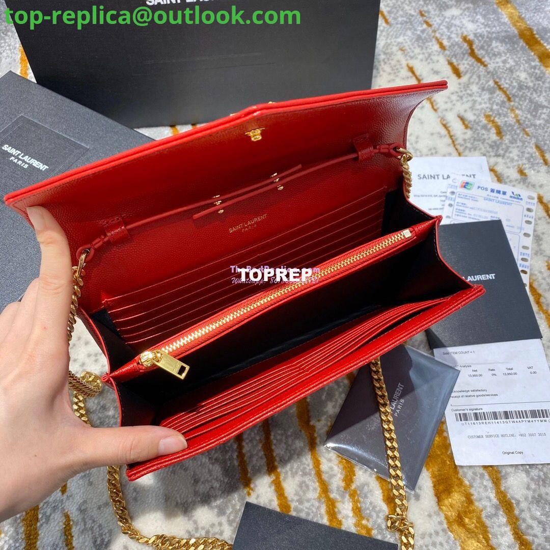 Replica YSL Saint Laurent Monogram Chain Wallet Grain De Poudre Textured Matelasse Leather Red 8 Replica YSL Saint Laurent Monogram Chain Wallet Grain De Poudre Textured Matelasse Leather Red 8