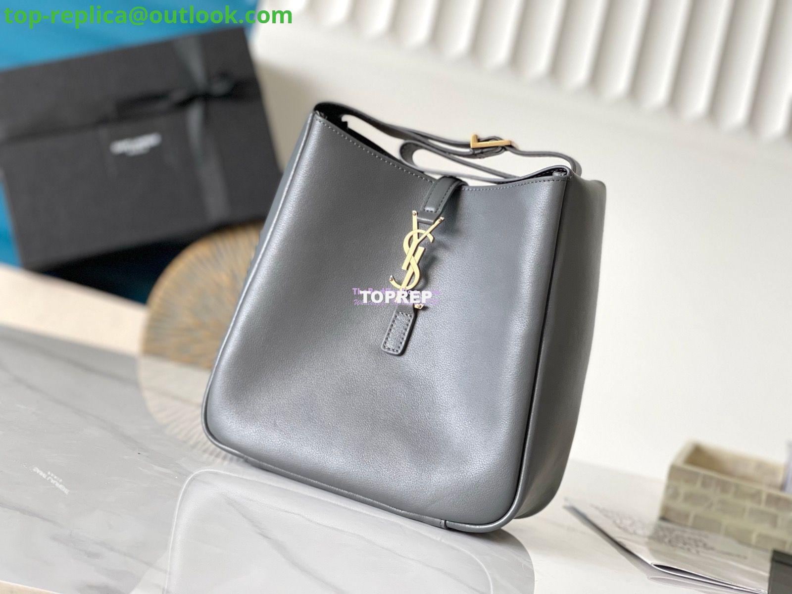 Replica YSL Saint Laurent Le 5 À 7 Supple Small In Grained Leather 713938 Grey 2 Replica YSL Saint Laurent Le 5 À 7 Supple Small In Grained Leather 713938 Grey 2