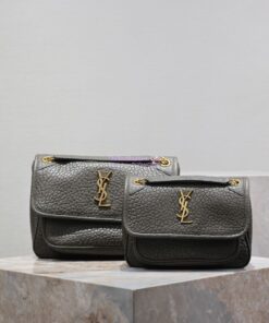 Replica Saint Laurent YSL Niki Bags in Grained Lambskin, Bronze-Toned Hardware 633179 dark green