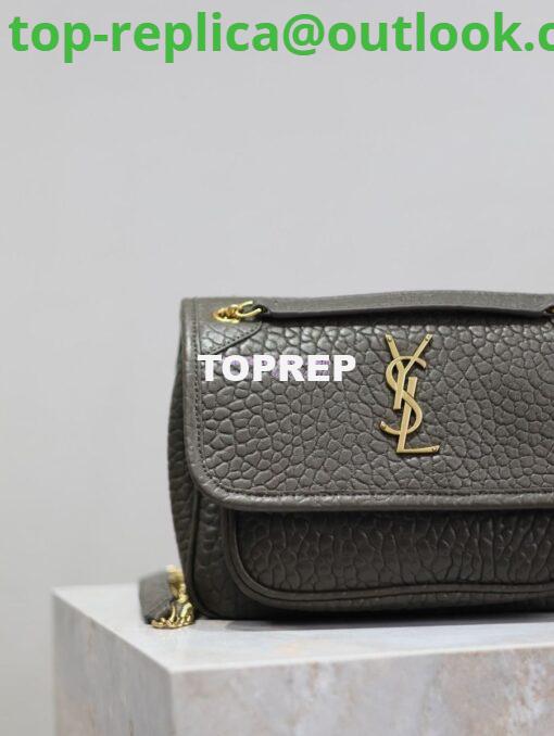 Replica Saint Laurent YSL Niki Bags in Grained Lambskin, Bronze-Toned Hardware 633179 dark green 5