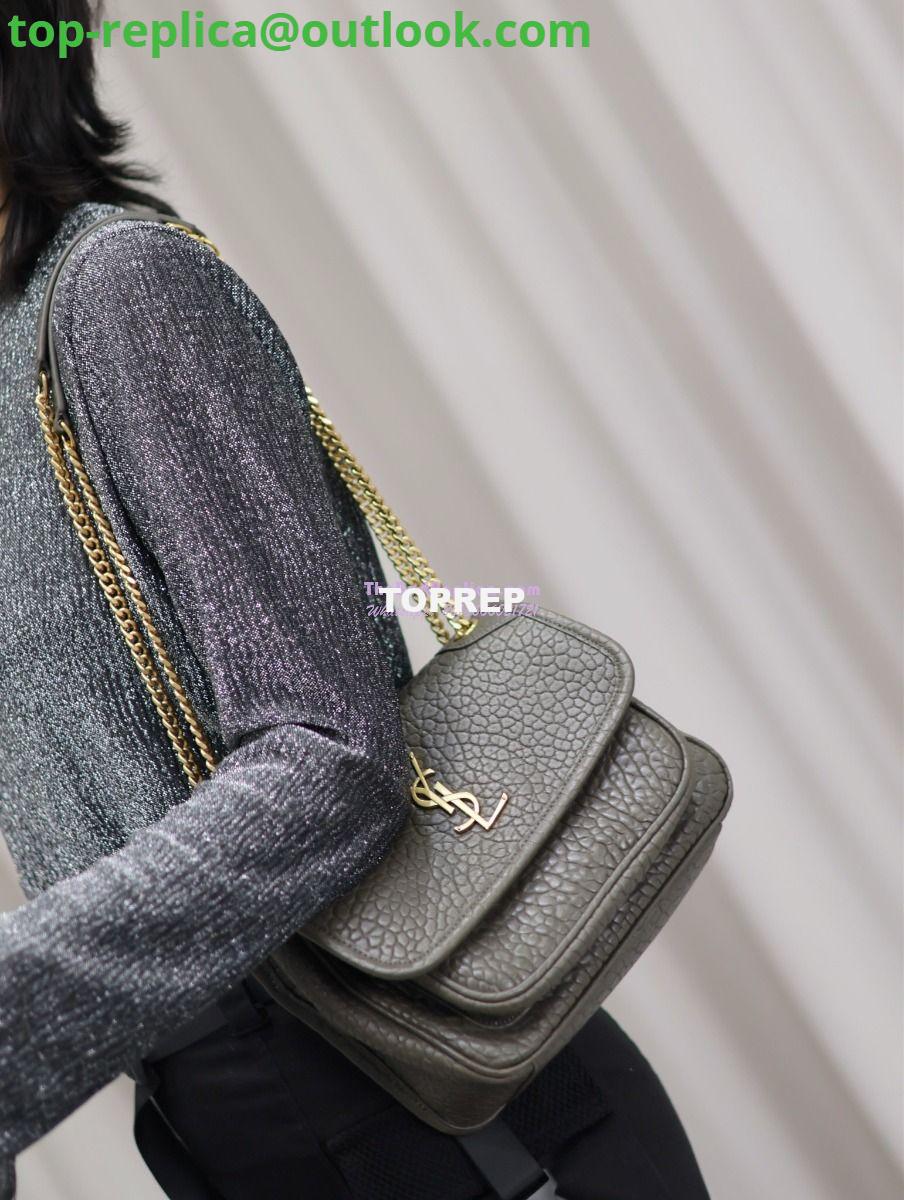 Replica Saint Laurent YSL Niki Bags in Grained Lambskin, Bronze-Toned Hardware 633179 dark green 15 Replica Saint Laurent YSL Niki Bags in Grained Lambskin, Bronze-Toned Hardware 633179 dark green 15