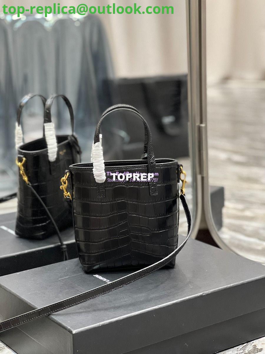 Replica Saint Laurent YSL Mini Toy Shopping Saint Laurent in Crocodile-Embossed Leather Black 4 Replica Saint Laurent YSL Mini Toy Shopping Saint Laurent in Crocodile-Embossed Leather Black 4