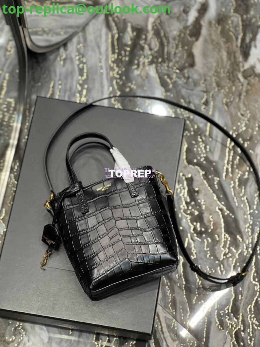 Replica Saint Laurent YSL Mini Toy Shopping Saint Laurent in Crocodile-Embossed Leather Black 6 Replica Saint Laurent YSL Mini Toy Shopping Saint Laurent in Crocodile-Embossed Leather Black 6