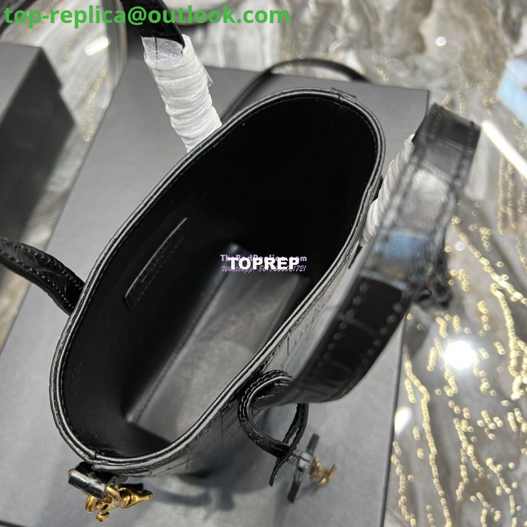 Replica Saint Laurent YSL Mini Toy Shopping Saint Laurent in Crocodile-Embossed Leather Black 8 Replica Saint Laurent YSL Mini Toy Shopping Saint Laurent in Crocodile-Embossed Leather Black 8