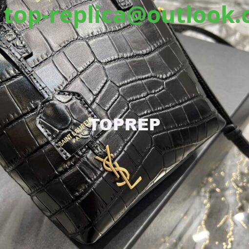 Replica Saint Laurent YSL Mini Toy Shopping Saint Laurent in Crocodile-Embossed Leather Black 16