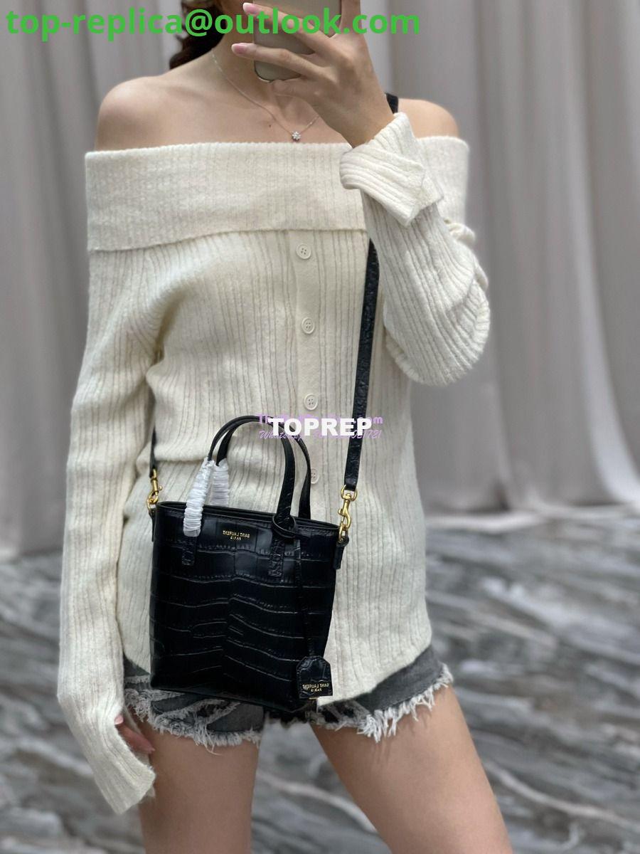Replica Saint Laurent YSL Mini Toy Shopping Saint Laurent in Crocodile-Embossed Leather Black 20 Replica Saint Laurent YSL Mini Toy Shopping Saint Laurent in Crocodile-Embossed Leather Black 20