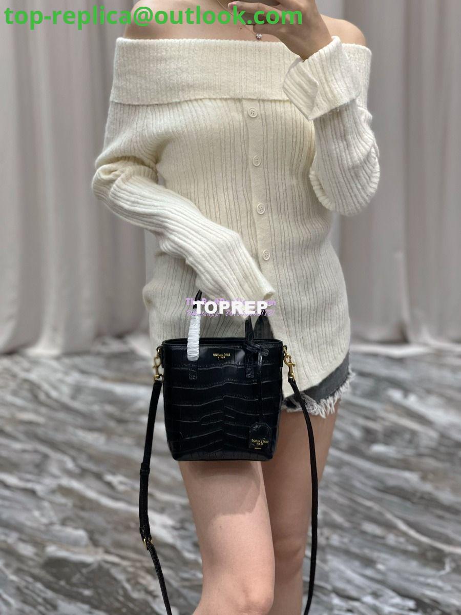 Replica Saint Laurent YSL Mini Toy Shopping Saint Laurent in Crocodile-Embossed Leather Black 22 Replica Saint Laurent YSL Mini Toy Shopping Saint Laurent in Crocodile-Embossed Leather Black 22