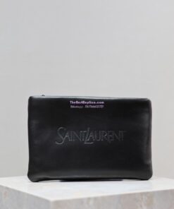 Replica Saint Laurent YSL Puffy Pouch In Lambskin S/L 779526 779512 Black 2