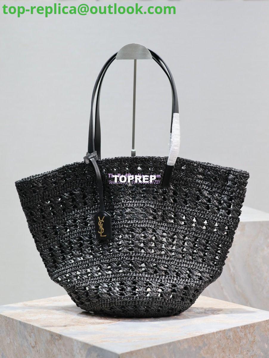Replica YSL Saint Laurent Panier Small Bag In Raffia 761461 Black Replica YSL Saint Laurent Panier Small Bag In Raffia 761461 Black