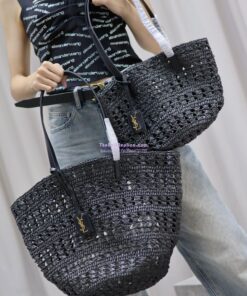 Replica YSL Saint Laurent Panier Small Bag In Raffia 761461 Black 2 Replica YSL Saint Laurent Panier Small Bag In Raffia 761461 Black 2