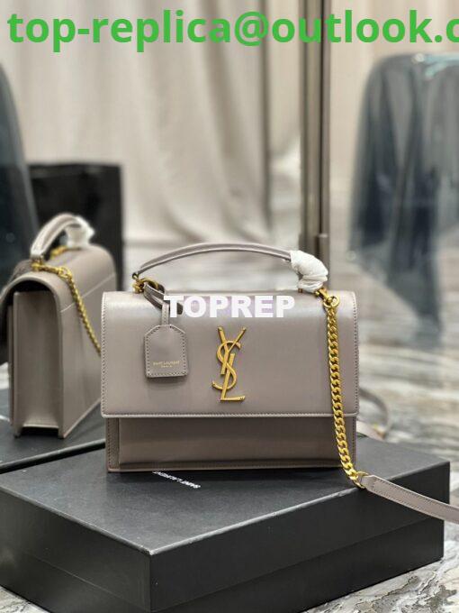 Replica YSL Saint Laurent Medium Sunset Satchel In Smooth Leather 634723 Grey