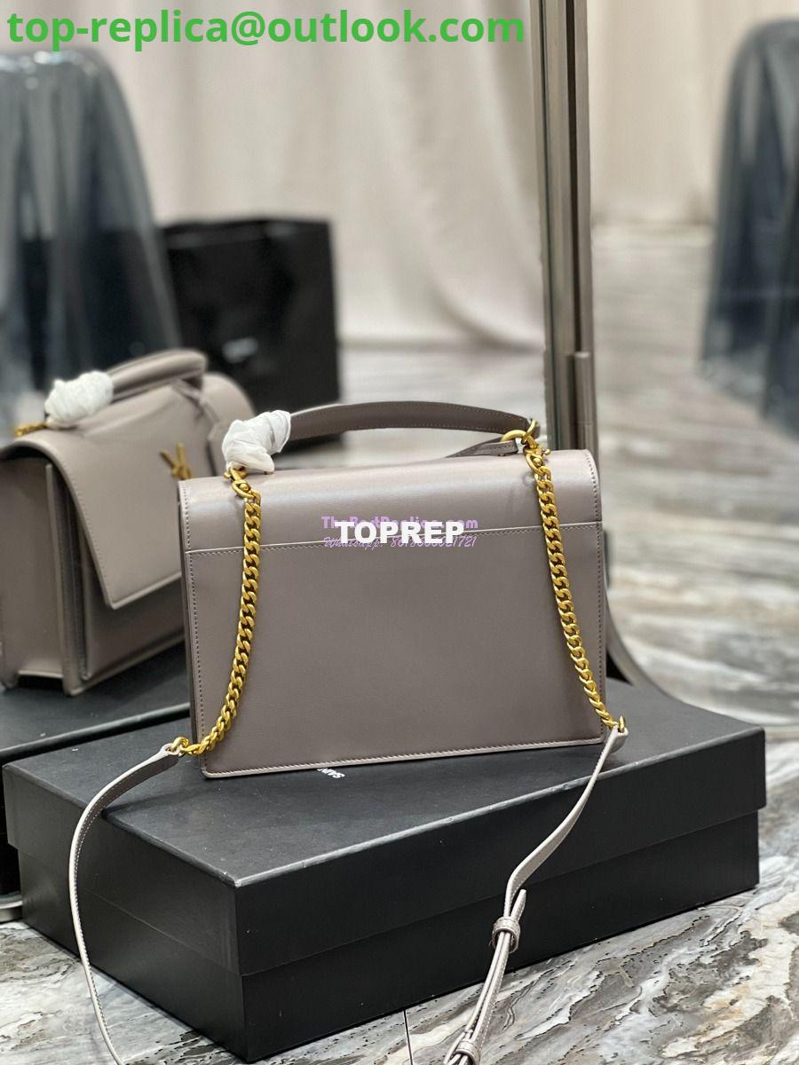 Replica YSL Saint Laurent Medium Sunset Satchel In Smooth Leather 634723 Grey 14 Replica YSL Saint Laurent Medium Sunset Satchel In Smooth Leather 634723 Grey 14