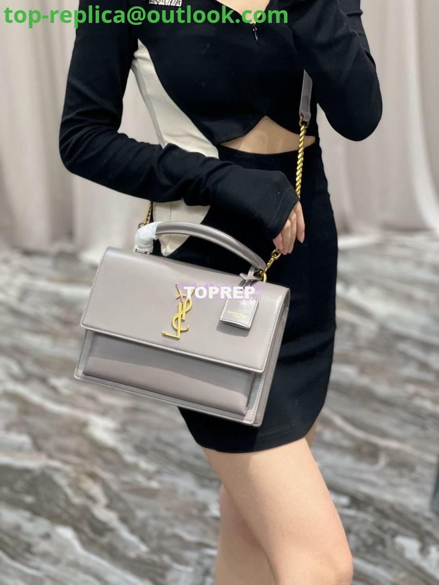 Replica YSL Saint Laurent Medium Sunset Satchel In Smooth Leather 634723 Grey 15 Replica YSL Saint Laurent Medium Sunset Satchel In Smooth Leather 634723 Grey 15