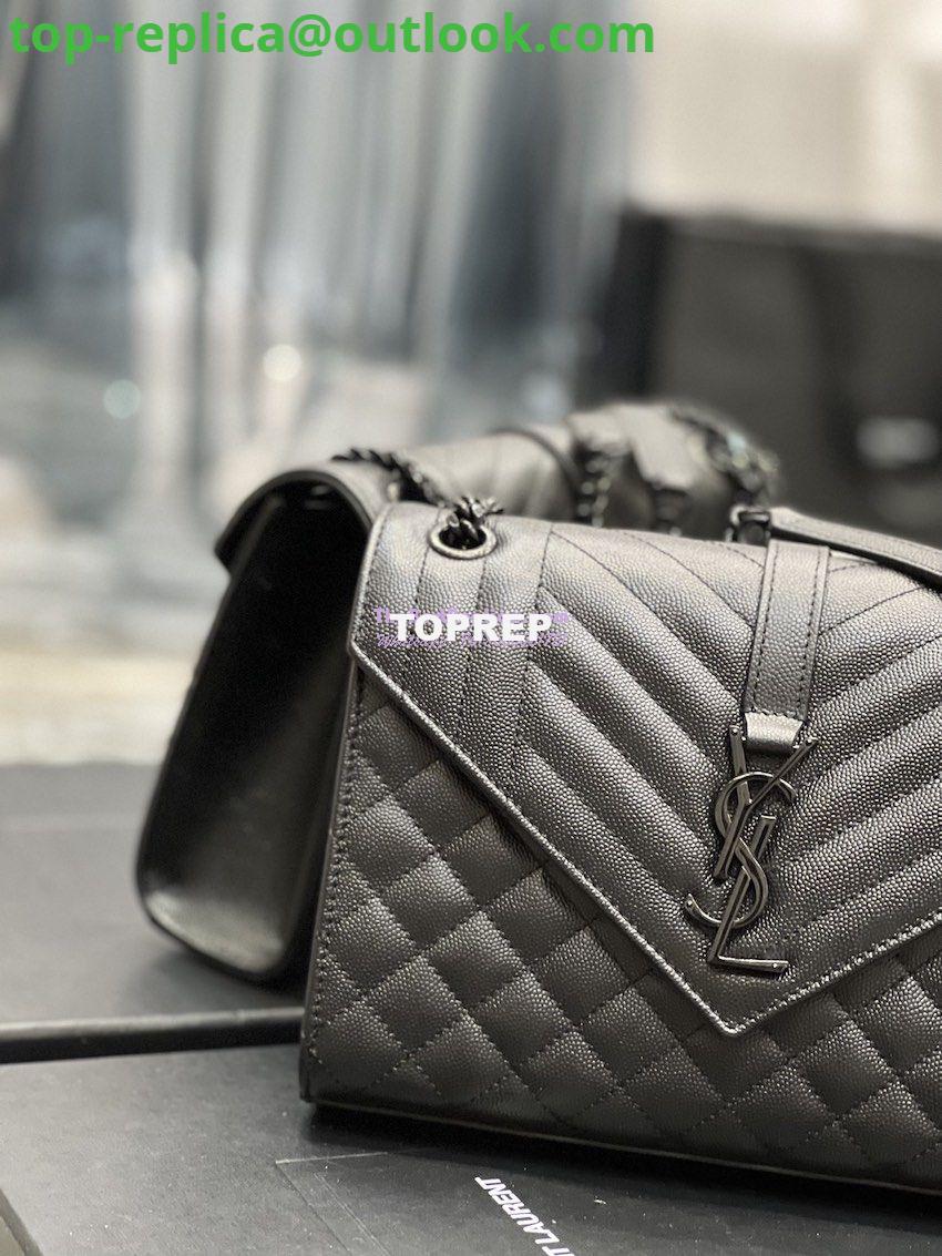 Replica YSL Saint Laurent Medium Envelope Bag In Mix Matelassé Grain De Poudre Embossed Leather 487206 Black in Black Hardware 3 Replica YSL Saint Laurent Medium Envelope Bag In Mix Matelassé Grain De Poudre Embossed Leather 487206 Black in Black Hardware 3