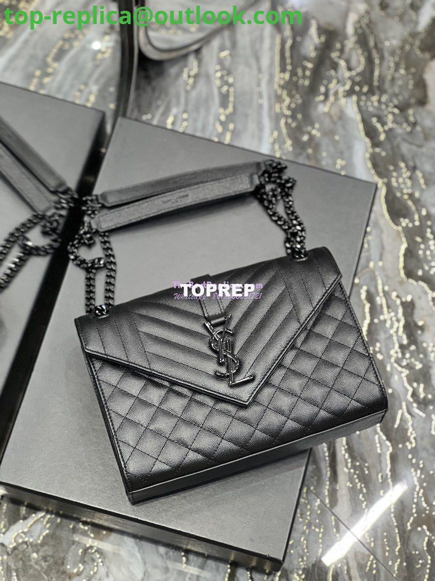 Replica YSL Saint Laurent Medium Envelope Bag In Mix Matelassé Grain De Poudre Embossed Leather 487206 Black in Black Hardware 5 Replica YSL Saint Laurent Medium Envelope Bag In Mix Matelassé Grain De Poudre Embossed Leather 487206 Black in Black Hardware 5