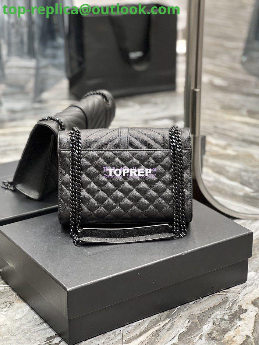 Replica YSL Saint Laurent Medium Envelope Bag In Mix Matelassé Grain De Poudre Embossed Leather 487206 Black in Black Hardware 12 Replica YSL Saint Laurent Medium Envelope Bag In Mix Matelassé Grain De Poudre Embossed Leather 487206 Black in Black Hardware 12