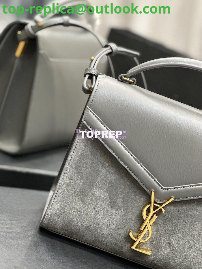 Replica YSL Saint Laurent Cassandra Medium Top Handle In Box Leather And Suede 578000 Storm Grey 4 Replica YSL Saint Laurent Cassandra Medium Top Handle In Box Leather And Suede 578000 Storm Grey 4