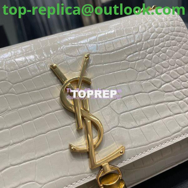 Replica YSL Saint Laurent Kate Chain Wallet With Tassel In Crocodile-embossed Shiny Leather 452159 Blanc Gold Hardware 6 Replica YSL Saint Laurent Kate Chain Wallet With Tassel In Crocodile-embossed Shiny Leather 452159 Blanc Gold Hardware 6