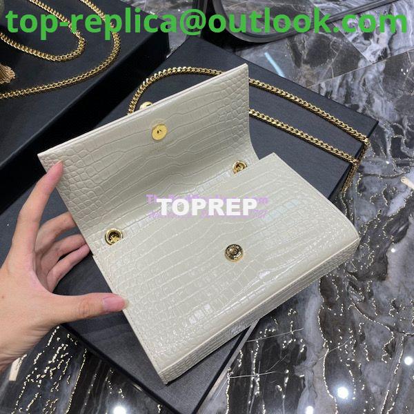 Replica YSL Saint Laurent Kate Chain Wallet With Tassel In Crocodile-embossed Shiny Leather 452159 Blanc Gold Hardware 8 Replica YSL Saint Laurent Kate Chain Wallet With Tassel In Crocodile-embossed Shiny Leather 452159 Blanc Gold Hardware 8