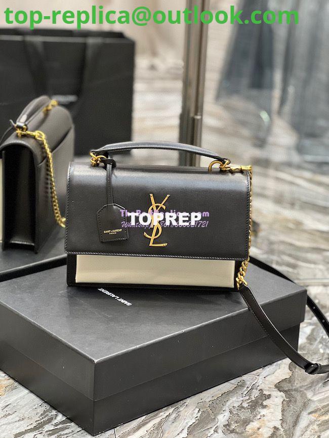 Replica YSL Saint Laurent Medium Sunset Satchel In Smooth Leather 634723 Black Blanc 3 Replica YSL Saint Laurent Medium Sunset Satchel In Smooth Leather 634723 Black Blanc 3