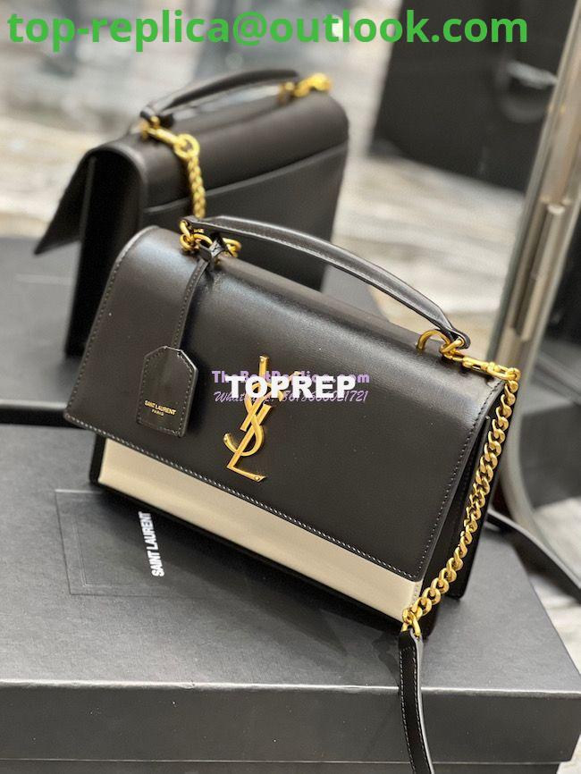 Replica YSL Saint Laurent Medium Sunset Satchel In Smooth Leather 634723 Black Blanc 4 Replica YSL Saint Laurent Medium Sunset Satchel In Smooth Leather 634723 Black Blanc 4