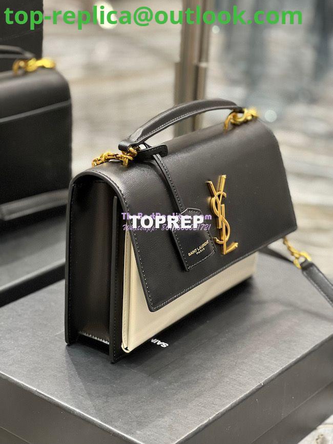Replica YSL Saint Laurent Medium Sunset Satchel In Smooth Leather 634723 Black Blanc 6 Replica YSL Saint Laurent Medium Sunset Satchel In Smooth Leather 634723 Black Blanc 6