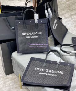 Replica YSL Saint Laurent Rive Gauche N/s Shopping Bag In Felt And Leather 631682 Black