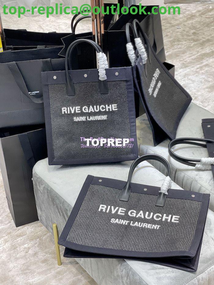 Replica YSL Saint Laurent Rive Gauche N/s Shopping Bag In Felt And Leather 631682 Black Replica YSL Saint Laurent Rive Gauche N/s Shopping Bag In Felt And Leather 631682 Black
