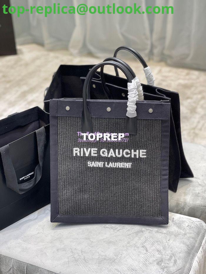 Replica YSL Saint Laurent Rive Gauche N/s Shopping Bag In Felt And Leather 631682 Black 2 Replica YSL Saint Laurent Rive Gauche N/s Shopping Bag In Felt And Leather 631682 Black 2