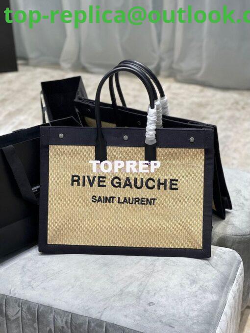 Replica YSL Saint Laurent Rive Gauche Tote Bag In Felt And Leather 499290 Beige 2