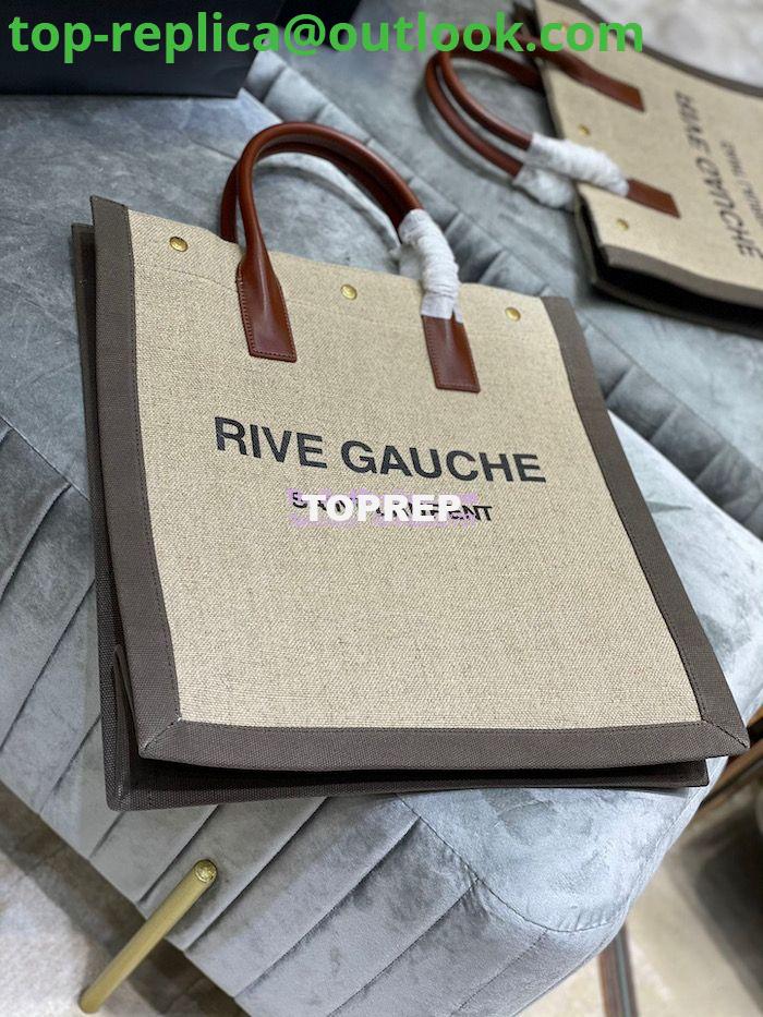 Replica YSL Saint Laurent Rive Gauche N/s Shopping Bag In Linen And Cotton 631682 Brown 3 Replica YSL Saint Laurent Rive Gauche N/s Shopping Bag In Linen And Cotton 631682 Brown 3