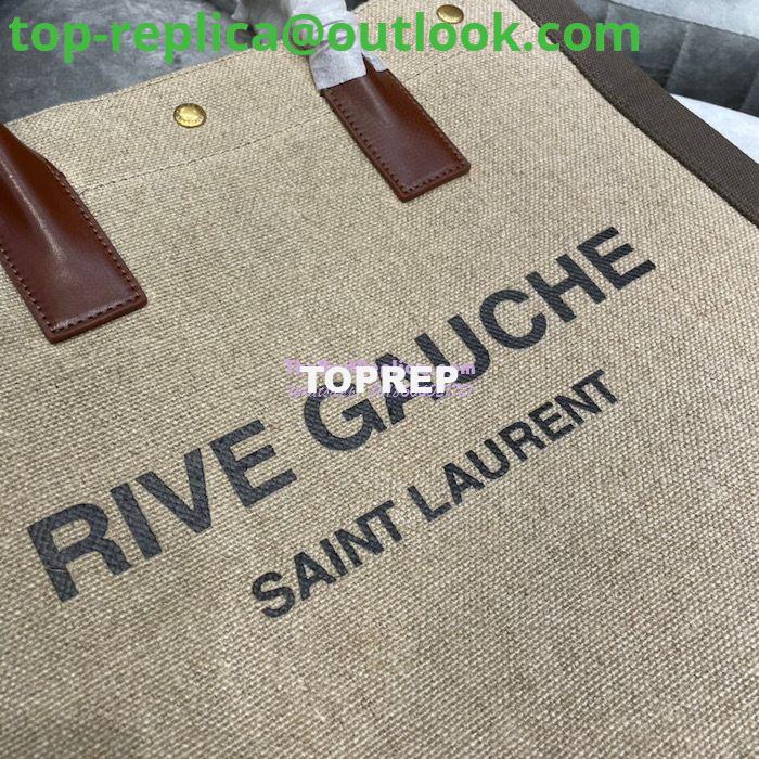 Replica YSL Saint Laurent Rive Gauche N/s Shopping Bag In Linen And Cotton 631682 Brown 4 Replica YSL Saint Laurent Rive Gauche N/s Shopping Bag In Linen And Cotton 631682 Brown 4