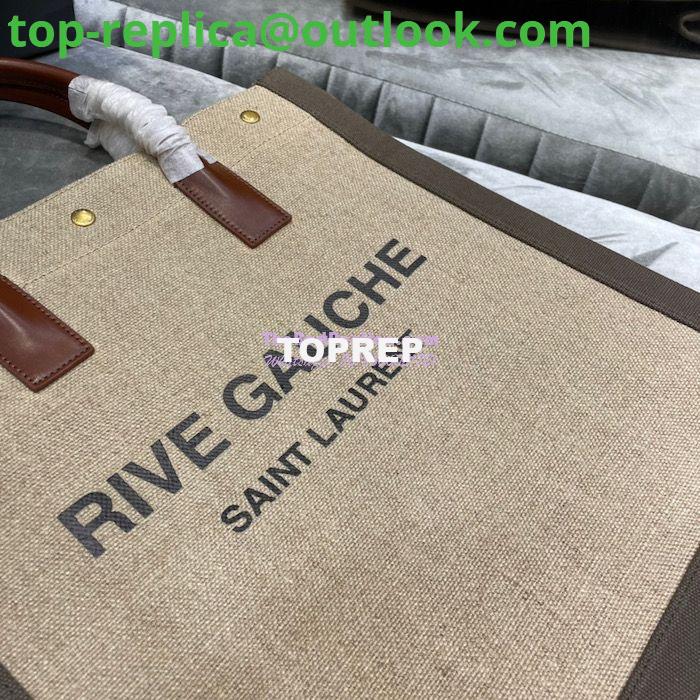Replica YSL Saint Laurent Rive Gauche N/s Shopping Bag In Linen And Cotton 631682 Brown 5 Replica YSL Saint Laurent Rive Gauche N/s Shopping Bag In Linen And Cotton 631682 Brown 5