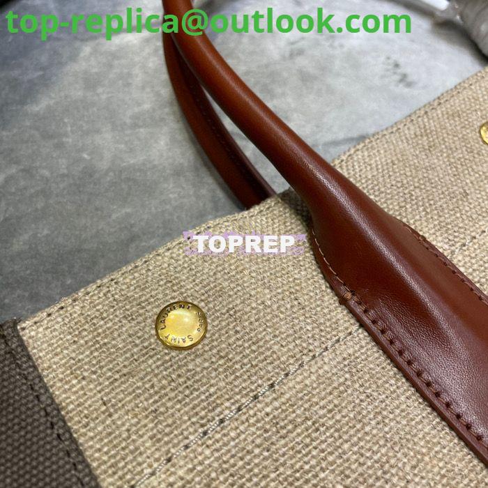 Replica YSL Saint Laurent Rive Gauche N/s Shopping Bag In Linen And Cotton 631682 Brown 6 Replica YSL Saint Laurent Rive Gauche N/s Shopping Bag In Linen And Cotton 631682 Brown 6