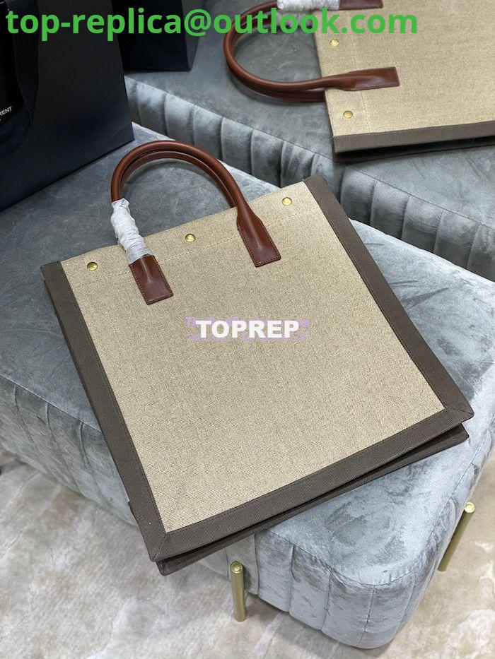 Replica YSL Saint Laurent Rive Gauche N/s Shopping Bag In Linen And Cotton 631682 Brown 7 Replica YSL Saint Laurent Rive Gauche N/s Shopping Bag In Linen And Cotton 631682 Brown 7
