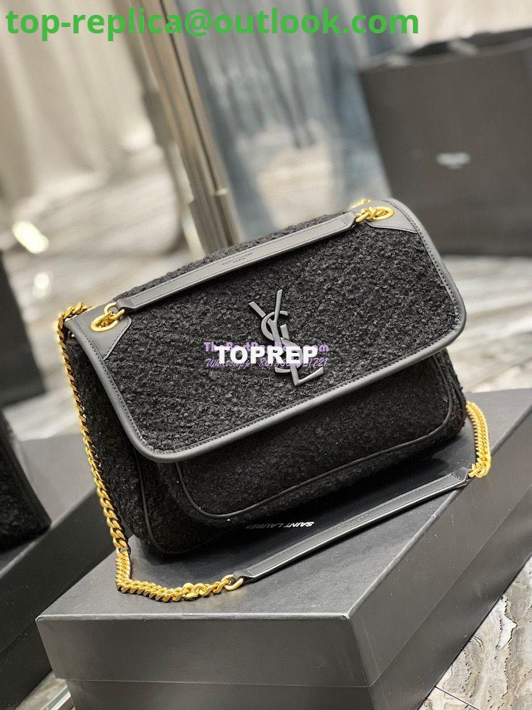 Replica YSL Saint Laurent Niki Medium In Bouclé Tweed And Smooth Leather 633158 Black 3 Replica YSL Saint Laurent Niki Medium In Bouclé Tweed And Smooth Leather 633158 Black 3