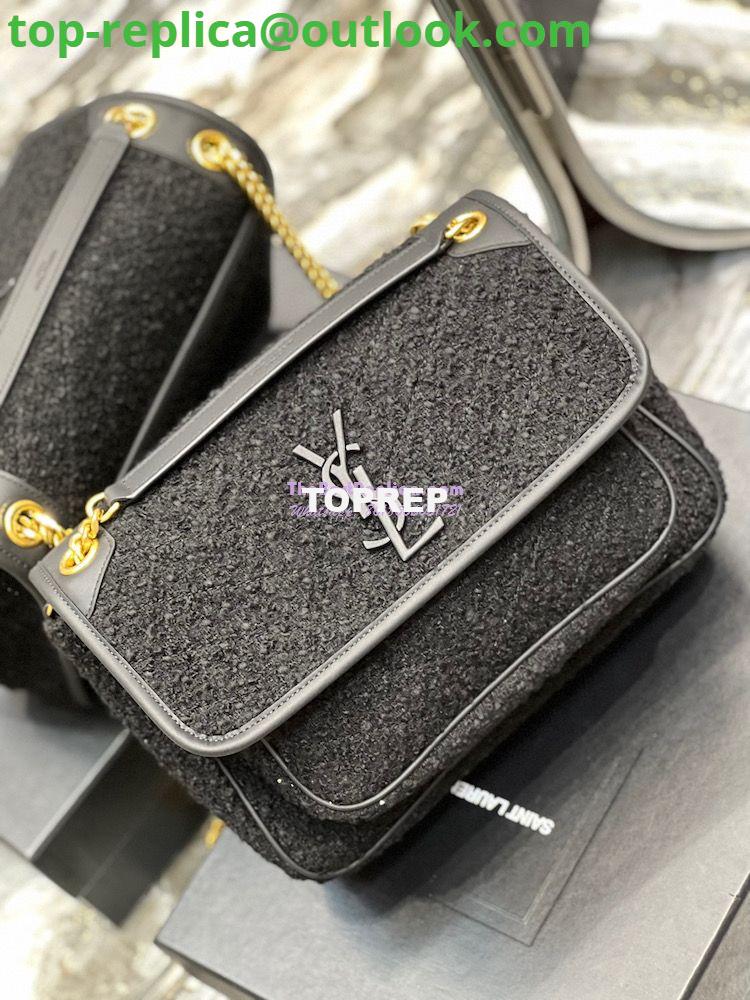 Replica YSL Saint Laurent Niki Medium In Bouclé Tweed And Smooth Leather 633158 Black 4 Replica YSL Saint Laurent Niki Medium In Bouclé Tweed And Smooth Leather 633158 Black 4