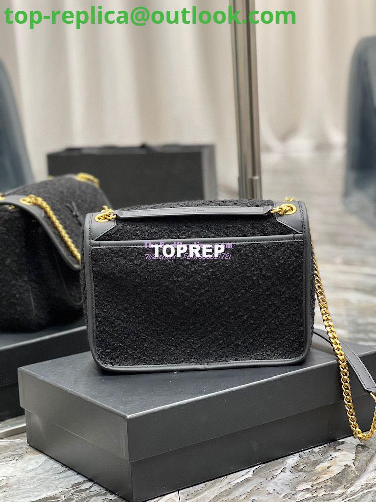 Replica YSL Saint Laurent Niki Medium In Bouclé Tweed And Smooth Leather 633158 Black 9 Replica YSL Saint Laurent Niki Medium In Bouclé Tweed And Smooth Leather 633158 Black 9