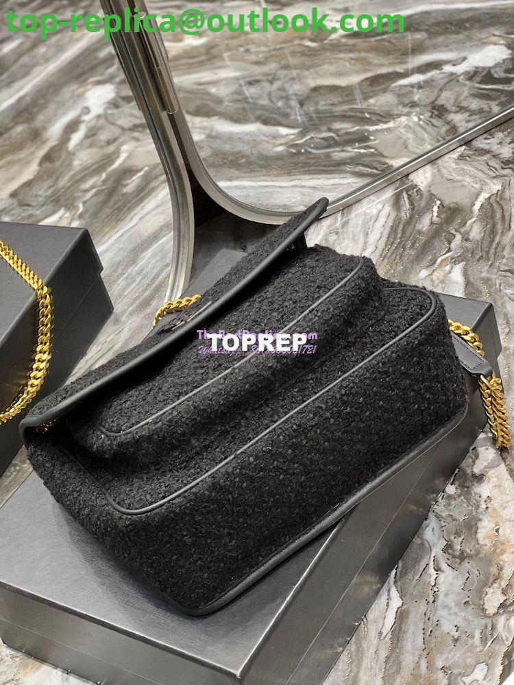 Replica YSL Saint Laurent Niki Medium In Bouclé Tweed And Smooth Leather 633158 Black 14 Replica YSL Saint Laurent Niki Medium In Bouclé Tweed And Smooth Leather 633158 Black 14