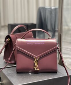 Replica YSL Saint Laurent Cassandra Medium Top Handle Bag In Smooth Leather 578000 Dark Red