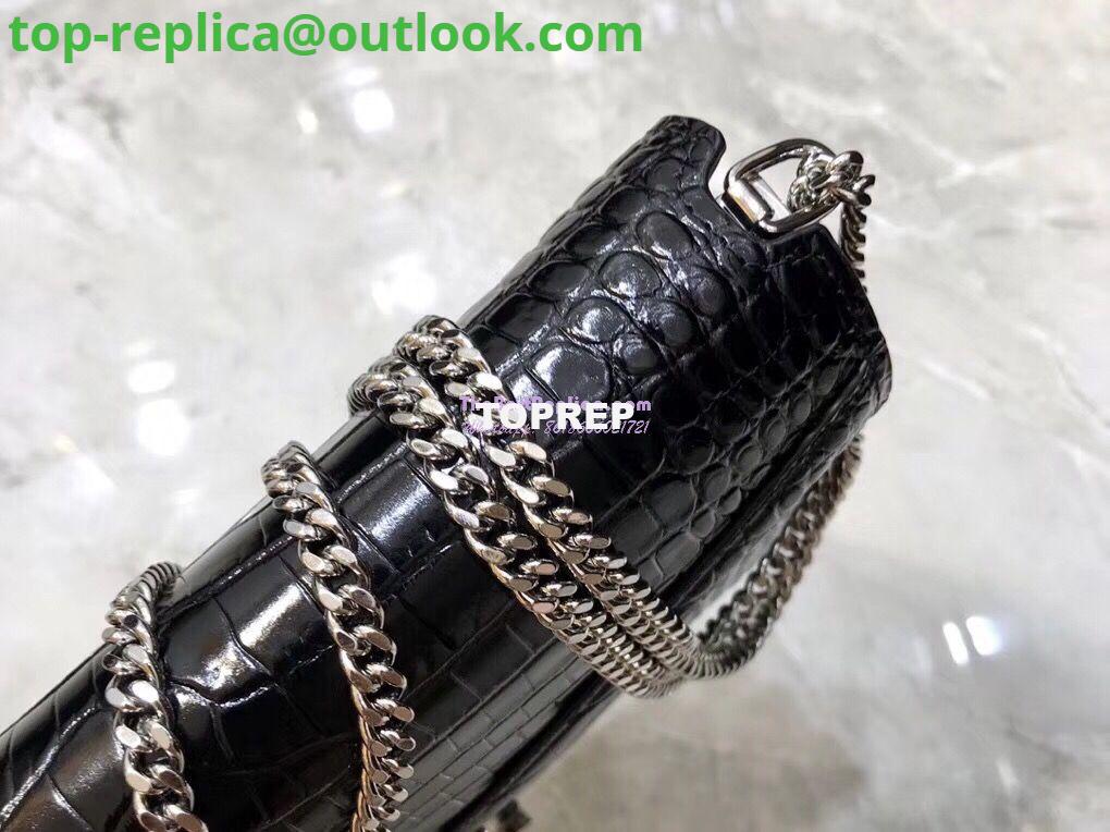 Replica YSL Saint Laurent Cassandra Monogram Clasp Bag In Crocodile Embossed Shiny Leather Black 7 Replica YSL Saint Laurent Cassandra Monogram Clasp Bag In Crocodile Embossed Shiny Leather Black 7