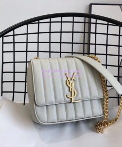 Replica YSL Saint Laurent Vicky Medium In Grain De Poudre Leather 5326121 Blanc