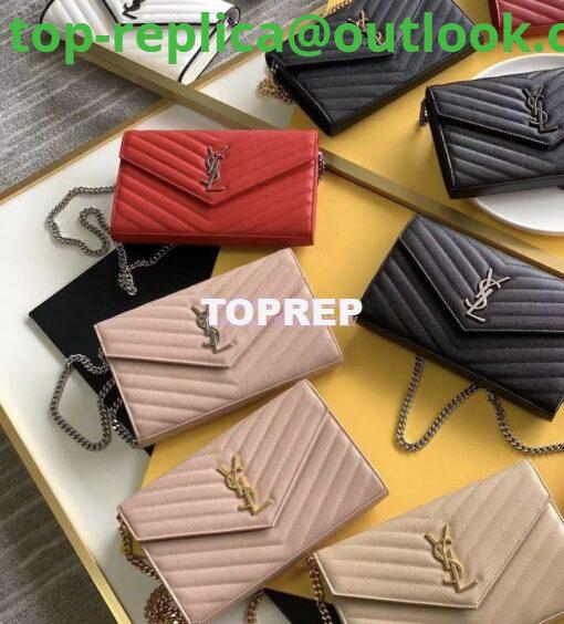 Replica YSL Saint Laurent Monogram Chain Wallet Grain De Poudre Rose in Silver Hardware Replica YSL Saint Laurent Monogram Chain Wallet Grain De Poudre Rose in Silver Hardware