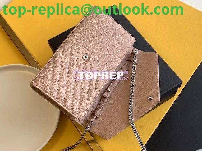 Replica YSL Saint Laurent Monogram Chain Wallet Grain De Poudre Rose in Silver Hardware 4 Replica YSL Saint Laurent Monogram Chain Wallet Grain De Poudre Rose in Silver Hardware 4